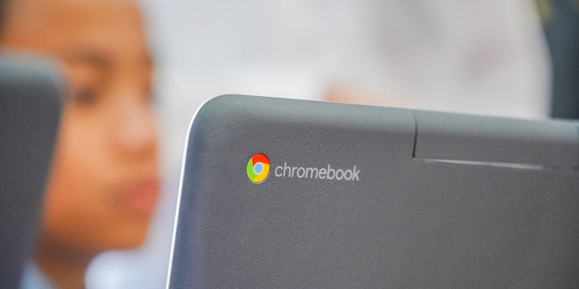 Person using a Chromebook